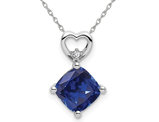 1.65 Carat (ctw) Lab-Created Blue Sapphire Heart Pendant Necklace in 14K White Gold with Chain